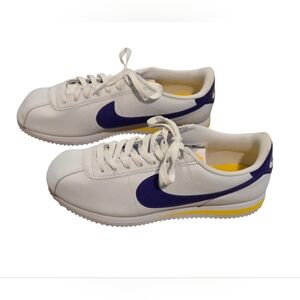 Nike Cortez Lakers Sneakers Sz 9 White, Varsity Maize & Purple